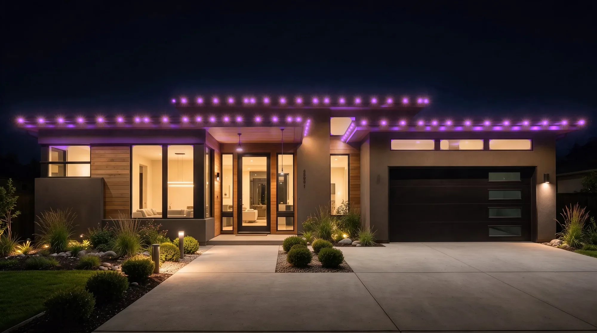 The home lit solid purple